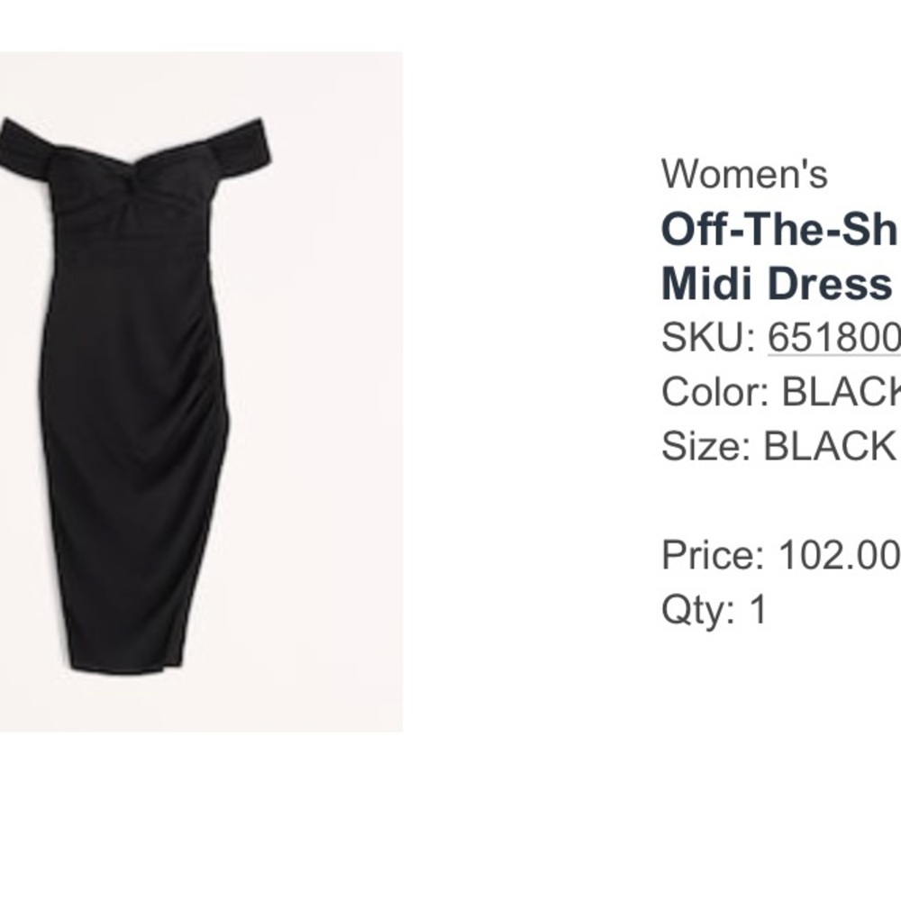 Off the shoulder ruche midi dress, size M. Abercrombie, worn ONCE